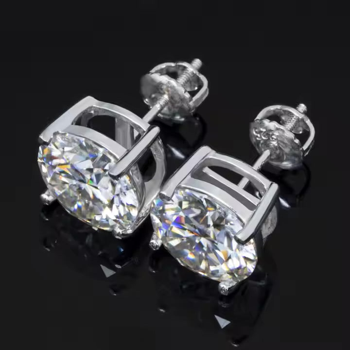 VVS1 Brilliant Cut Stud Screwback Earrings